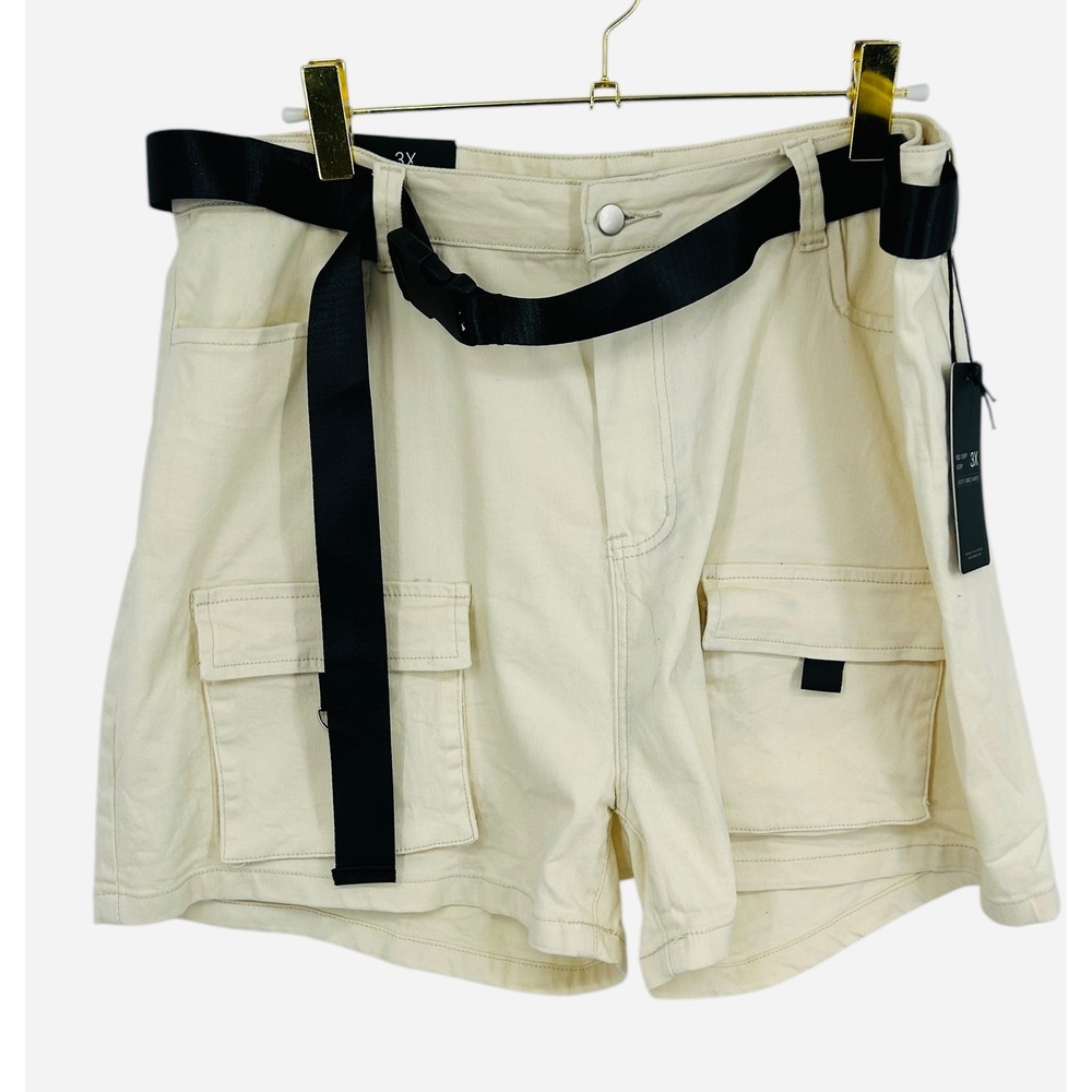 AMERICAN BAZI Mens 3X Cream Utility Cargo Shorts Belted Designed‎ in Los Angeles